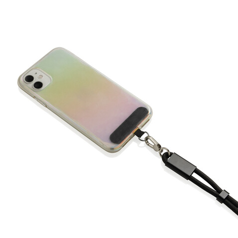 LoopAmp 60W Handgelenksband für Smartphones aus RCS rPET schwarz bedrucken, Art.-Nr. P302.5701 LoopAmp 60W Handgelenksband für Smartphones aus RCS rPET schwarz bedrucken, Art.-Nr. P302.5701