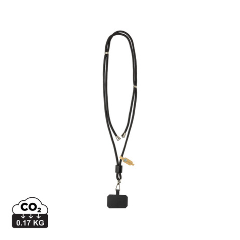 CarryLoop verstellbares Handyband aus RCS rec. PET schwarz bedrucken, Art.-Nr. P302.8101