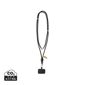 CarryLoop verstellbares Handyband aus RCS rec. PET schwarz bedrucken, Art.-Nr. P302.8101