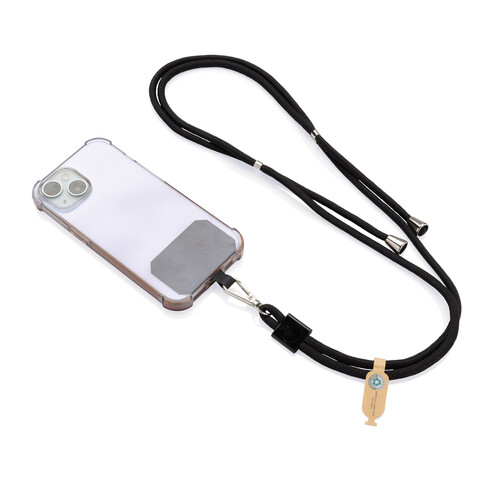 CarryLoop verstellbares Handyband aus RCS rec. PET schwarz bedrucken, Art.-Nr. P302.8101