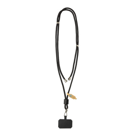 CarryLoop verstellbares Handyband aus RCS rec. PET schwarz bedrucken, Art.-Nr. P302.8101