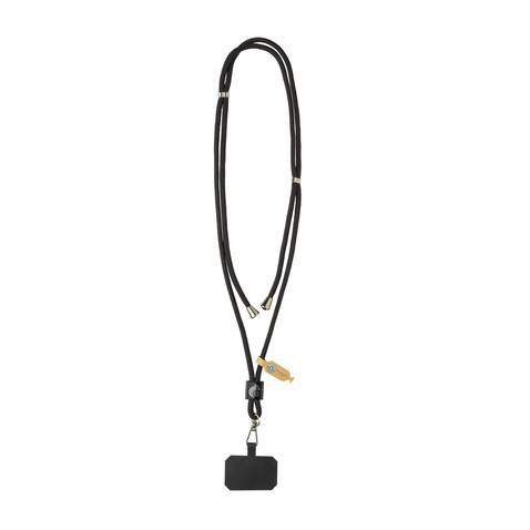 CarryLoop verstellbares Handyband aus RCS rec. PET schwarz bedrucken, Art.-Nr. P302.8101