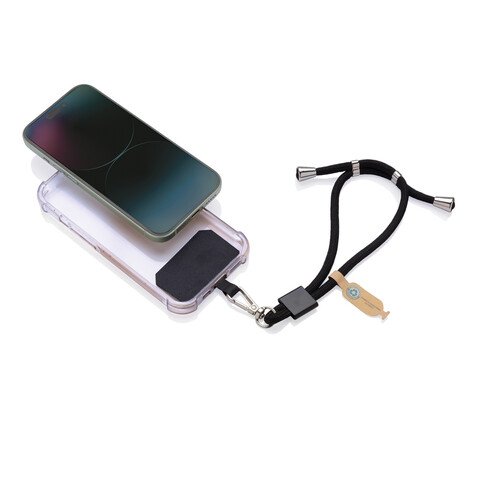 CarryLoop verstellbares Handy-Armband aus RCS rec. PET schwarz bedrucken, Art.-Nr. P302.8401