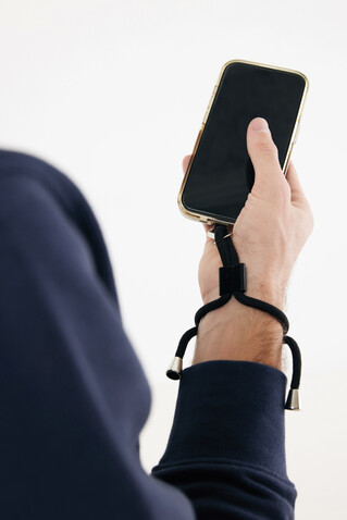 CarryLoop verstellbares Handy-Armband aus RCS rec. PET schwarz bedrucken, Art.-Nr. P302.8401