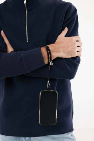 CarryLoop verstellbares Handy-Armband aus RCS rec. PET schwarz bedrucken, Art.-Nr. P302.8401