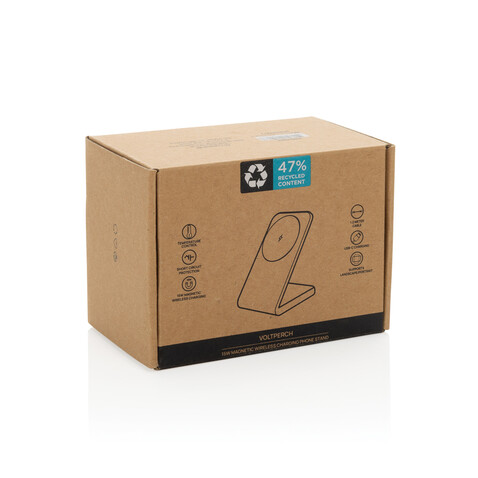 VoltPerch 15W magnetischer Wireless Charger aus RCS rec. ABS schwarz bedrucken, Art.-Nr. P309.0901