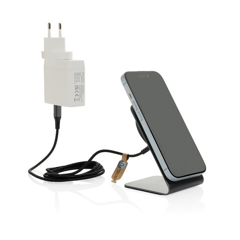 Terra Aluminium 15W magnetischer Wireless-Charger grau bedrucken, Art.-Nr. P309.1002