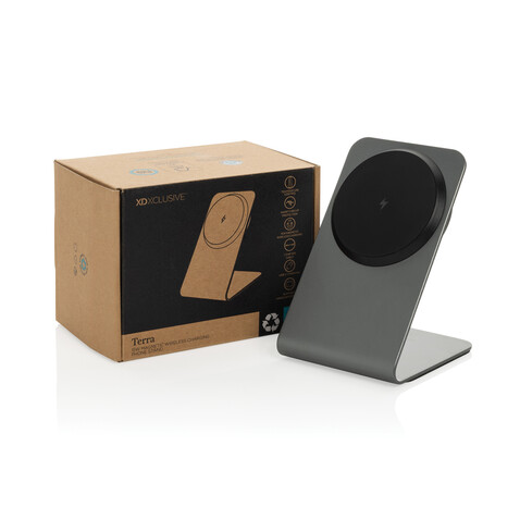 Terra Aluminium 15W magnetischer Wireless-Charger grau bedrucken, Art.-Nr. P309.1002
