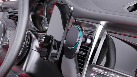 PowerCruze magnetischer 15W Autohalter aus RCS rec. ABS schwarz bedrucken, Art.-Nr. P309.1101 PowerCruze magnetischer 15W Autohalter aus RCS rec. ABS schwarz bedrucken, Art.-Nr. P309.1101