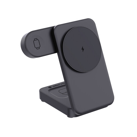 Urban Vitamin Arcadia 15W 3in1 Magnet-Charger aus RCS rABS schwarz bedrucken, Art.-Nr. P309.5101