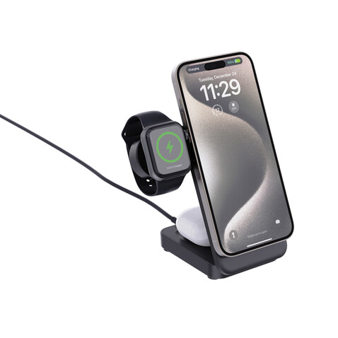 Urban Vitamin Arcadia 15W 3in1 Magnet-Charger aus RCS rABS schwarz bedrucken, Art.-Nr. P309.5101