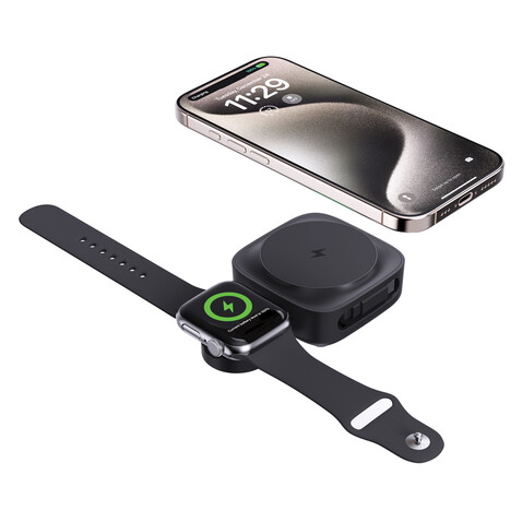 Urban Vitamin Goleta 2-in-1 15W Magnetic Wireless Charger schwarz bedrucken, Art.-Nr. P309.5301