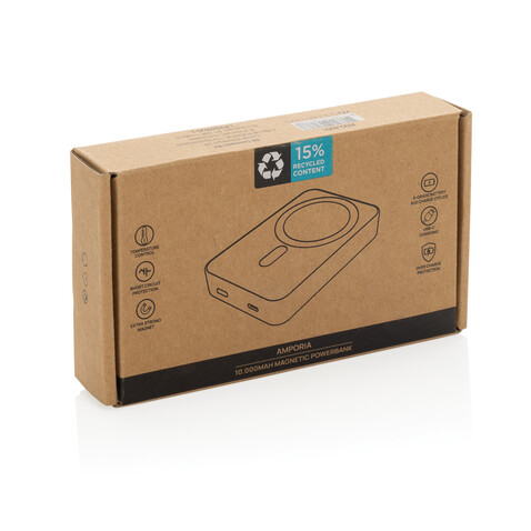 Amporia 10.000mAh magnetische Powerbak aus RCS rec. ABS schwarz bedrucken, Art.-Nr. P322.8901 Amporia 10.000mAh magnetische Powerbak aus RCS rec. ABS schwarz bedrucken, Art.-Nr. P322.8901