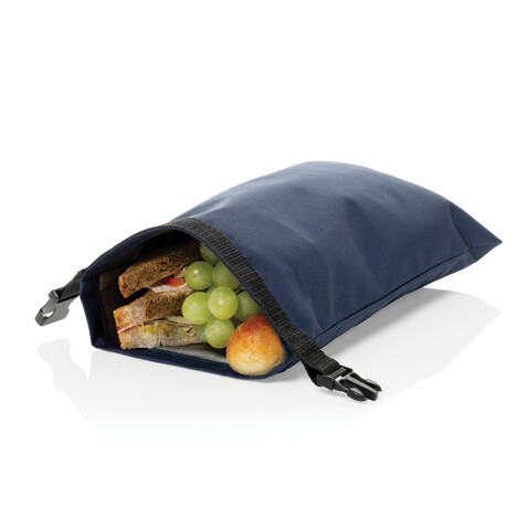 Snackstrap faltbarer Lunchbag aus AWARE™ rPET 30 x 20cm navy blau bedrucken, Art.-Nr. P422.5525