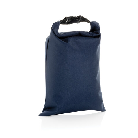 Snackstrap faltbarer Lunchbag aus AWARE™ rPET 30 x 20cm navy blau bedrucken, Art.-Nr. P422.5525