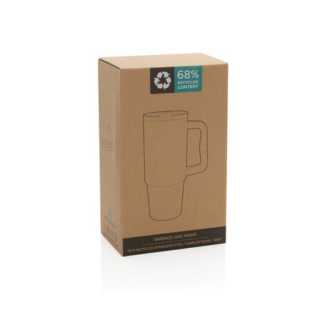 Embrace Leakproof aus RCS recyceltem Edelstahl 900ml navy blau bedrucken, Art.-Nr. P437.3425