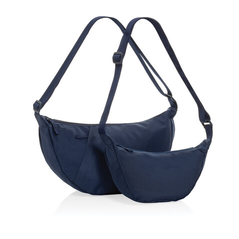 Crescent XL AWARE™ RPET Half-Moon Sling Tasche navy blau bedrucken, Art.-Nr. P763.5125