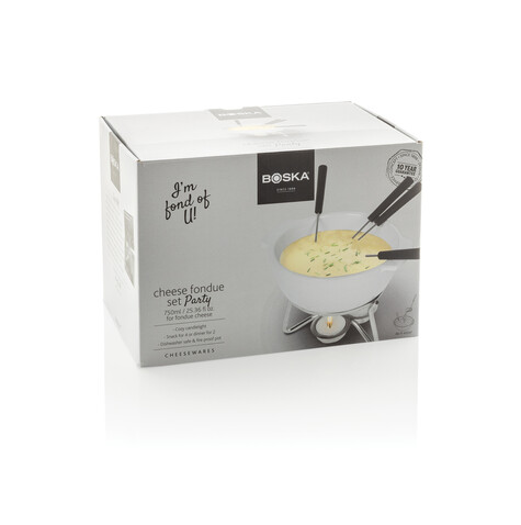 BOSKA Käse-Fondue Set Party - 750ml weiß bedrucken, Art.-Nr. RB853548
