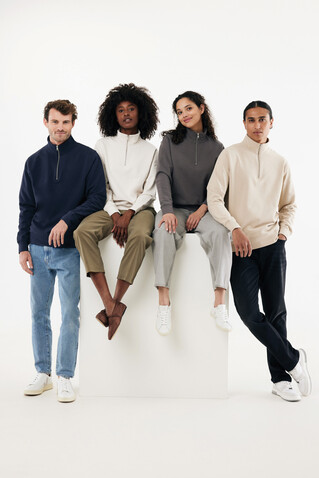 IQONIQ Elgon Quarter-Zip-Sweater aus rec. Baumwolle ivory white bedrucken, Art.-Nr. T9601.040.XXXL