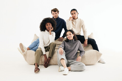 IQONIQ Elgon Quarter-Zip-Sweater aus rec. Baumwolle ivory white bedrucken, Art.-Nr. T9601.040.XXXL