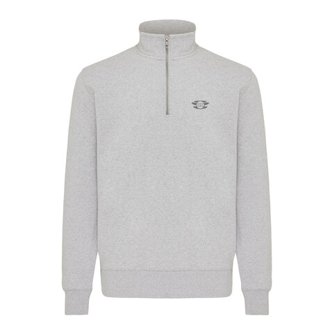 IQONIQ Elgon Quarter-Zip-Sweater aus rec. Baumwolle light heather grey bedrucken, Art.-Nr. T9601.032.5XL