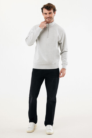 IQONIQ Elgon Quarter-Zip-Sweater aus rec. Baumwolle light heather grey bedrucken, Art.-Nr. T9601.032.5XL