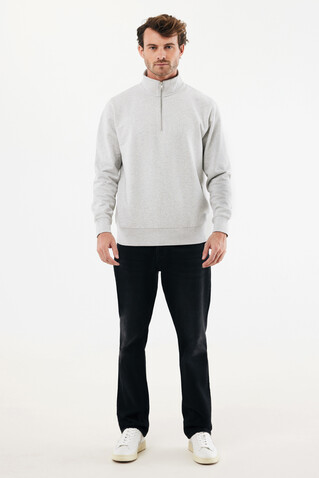 IQONIQ Elgon Quarter-Zip-Sweater aus rec. Baumwolle light heather grey bedrucken, Art.-Nr. T9601.032.5XL