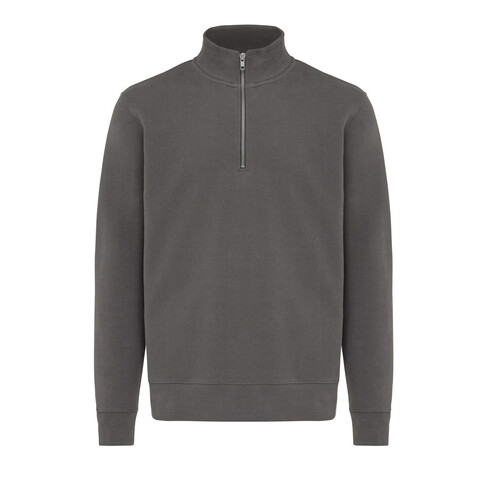 IQONIQ Elgon Quarter-Zip-Sweater aus rec. Baumwolle anthrazit bedrucken, Art.-Nr. T9601.019.M