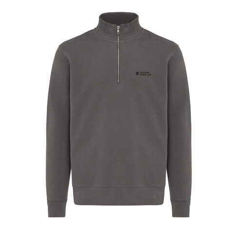 IQONIQ Elgon Quarter-Zip-Sweater aus rec. Baumwolle anthrazit bedrucken, Art.-Nr. T9601.019.M