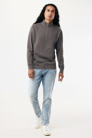 IQONIQ Elgon Quarter-Zip-Sweater aus rec. Baumwolle anthrazit bedrucken, Art.-Nr. T9601.019.M