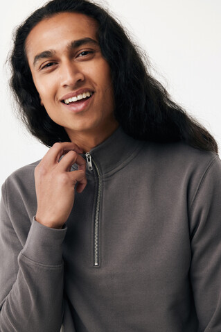 IQONIQ Elgon Quarter-Zip-Sweater aus rec. Baumwolle anthrazit bedrucken, Art.-Nr. T9601.019.M