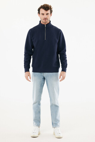 IQONIQ Elgon Quarter-Zip-Sweater aus rec. Baumwolle navy blau bedrucken, Art.-Nr. T9601.002.4XL