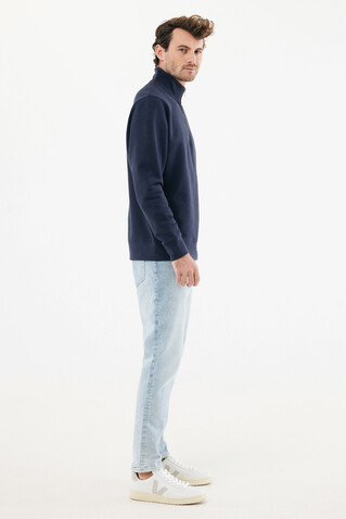IQONIQ Elgon Quarter-Zip-Sweater aus rec. Baumwolle navy blau bedrucken, Art.-Nr. T9601.002.4XL
