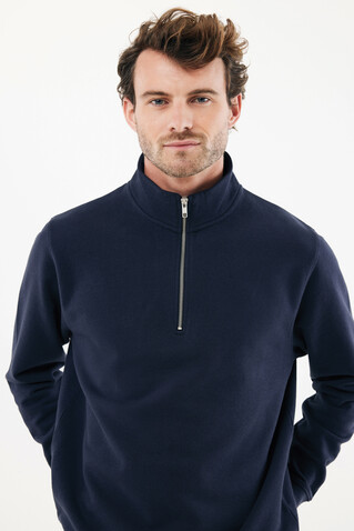 IQONIQ Elgon Quarter-Zip-Sweater aus rec. Baumwolle navy blau bedrucken, Art.-Nr. T9601.002.4XL