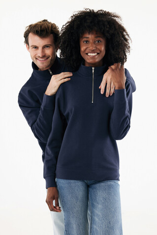 IQONIQ Elgon Quarter-Zip-Sweater aus rec. Baumwolle navy blau bedrucken, Art.-Nr. T9601.002.4XL
