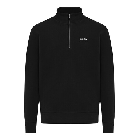 IQONIQ Elgon Quarter-Zip-Sweater aus rec. Baumwolle schwarz bedrucken, Art.-Nr. T9601.001.XS IQONIQ Elgon Quarter-Zip-Sweater aus rec. Baumwolle schwarz bedrucken, Art.-Nr. T9601.001.XS