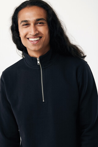 IQONIQ Elgon Quarter-Zip-Sweater aus rec. Baumwolle schwarz bedrucken, Art.-Nr. T9601.001.XS IQONIQ Elgon Quarter-Zip-Sweater aus rec. Baumwolle schwarz bedrucken, Art.-Nr. T9601.001.XS