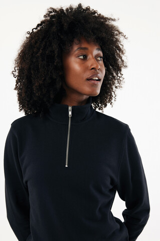 IQONIQ Elgon Quarter-Zip-Sweater aus rec. Baumwolle schwarz bedrucken, Art.-Nr. T9601.001.XS IQONIQ Elgon Quarter-Zip-Sweater aus rec. Baumwolle schwarz bedrucken, Art.-Nr. T9601.001.XS