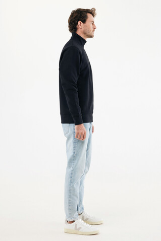 IQONIQ Elgon Quarter-Zip-Sweater aus rec. Baumwolle schwarz bedrucken, Art.-Nr. T9601.001.XS IQONIQ Elgon Quarter-Zip-Sweater aus rec. Baumwolle schwarz bedrucken, Art.-Nr. T9601.001.XS