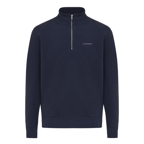 IQONIQ Elgon Quarter-Zip-Sweater aus rec. Baumwolle navy blau bedrucken, Art.-Nr. T9601.002.4XL