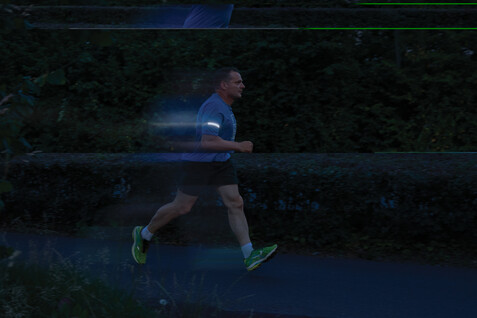 Lumi Sprint wiederaufladbares LED Lauflicht aus RCS rec. ABS grau bedrucken, Art.-Nr. P239.4402