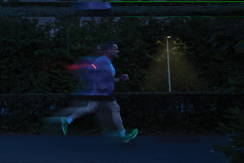Lumi Sprint wiederaufladbares LED Lauflicht aus RCS rec. ABS grau bedrucken, Art.-Nr. P239.4402