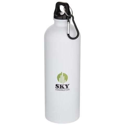 Oregon 750 ml matte RCS-zertifizierte, einwandige Trinkflasche aus recyceltem Edelstahl mit Karabinerhaken, weiss bedrucken, Art.-Nr. 10087201