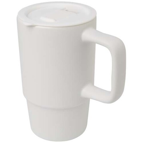 Carter 450 ml Keramiktasse mit Kunststoffdeckel, weiss bedrucken, Art.-Nr. 10089601 Carter 450 ml Keramiktasse mit Kunststoffdeckel, weiss bedrucken, Art.-Nr. 10089601