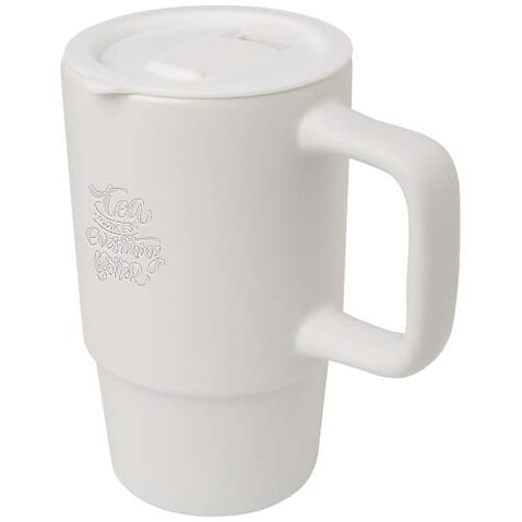 Carter 450 ml Keramiktasse mit Kunststoffdeckel, weiss bedrucken, Art.-Nr. 10089601 Carter 450 ml Keramiktasse mit Kunststoffdeckel, weiss bedrucken, Art.-Nr. 10089601
