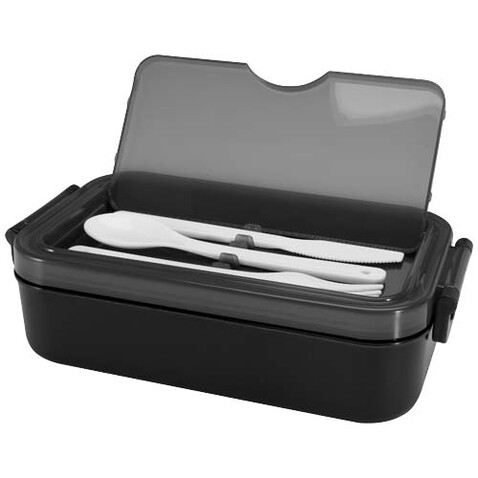 Snappy Lunchbox und Besteckset, schwarz bedrucken, Art.-Nr. 11342090 Snappy Lunchbox und Besteckset, schwarz bedrucken, Art.-Nr. 11342090
