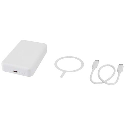 Acrab 15 W 10.000 mAh magnetische kabellose Powerbank mit 20 W PD aus recyceltem Kunststoff, weiss bedrucken, Art.-Nr. 12444201