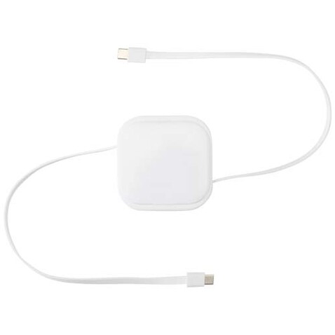 Gloas Aufrollbares 5 in 1 Kabel aus Recyclingmaterial mit Datensynchronisierung und 100 W Schnellladefunktion sowie Smartphone Toolkit, weiss bedrucken, Art.-Nr. 12444801