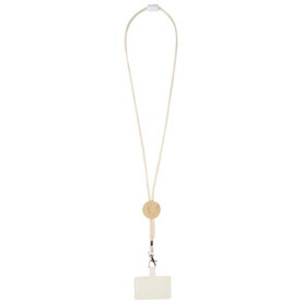 Adhab Smartphone Lanyard mit Bambusdetails, weiss bedrucken, Art.-Nr. 12445601