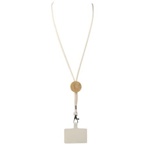 Adhab Smartphone Lanyard mit Bambusdetails, weiss bedrucken, Art.-Nr. 12445601